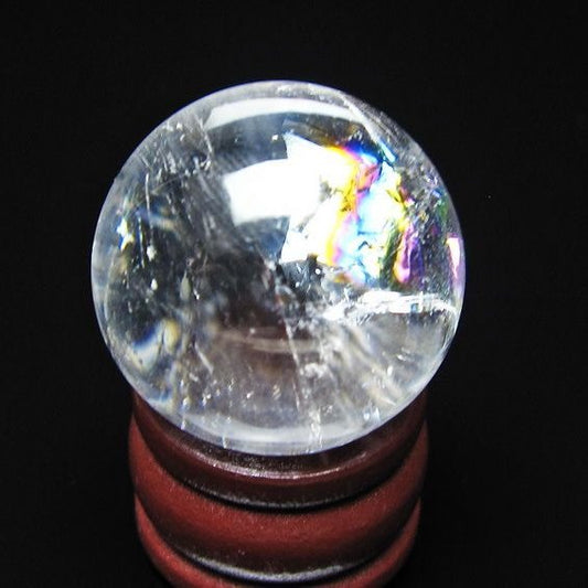 アイリスクォーツ 水晶玉 虹入り 26mm 水晶 丸玉 スフィア 置物 原石 一点物 141-8619