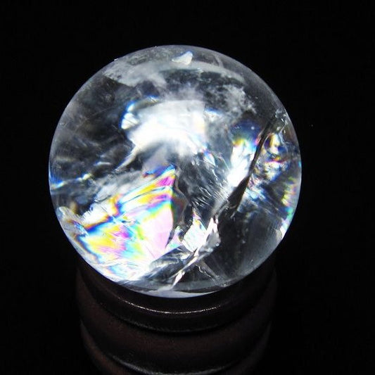 アイリスクォーツ 水晶玉 虹入り 26mm 水晶 丸玉 スフィア 置物 原石 一点物 141-8620
