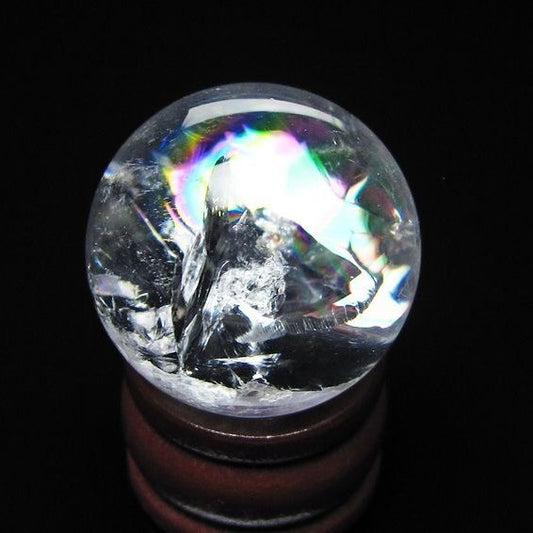 アイリスクォーツ 水晶玉 虹入り 26mm 水晶 丸玉 スフィア 置物 原石 一点物 141-8621