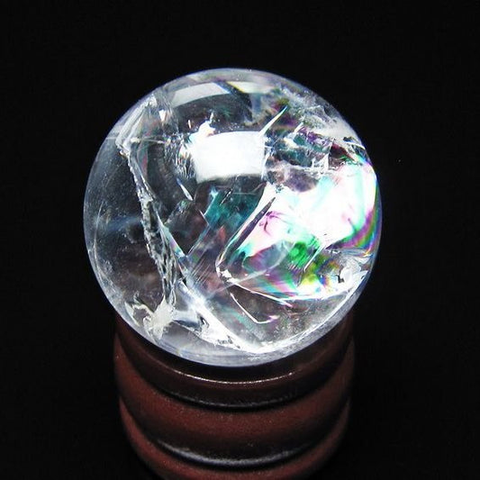 アイリスクォーツ 水晶玉 虹入り 26mm 水晶 丸玉 スフィア 置物 原石 一点物 141-8623