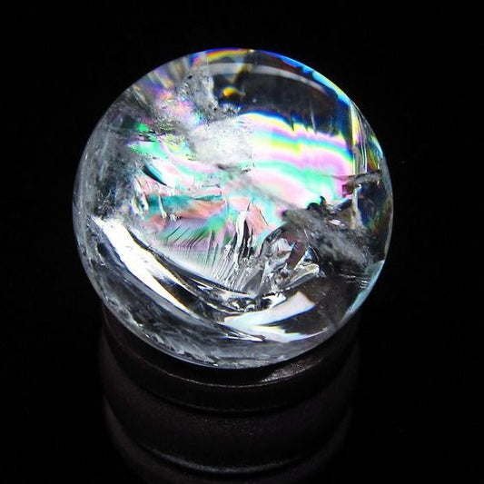 アイリスクォーツ 水晶玉 虹入り 26mm 水晶 丸玉 スフィア 置物 原石 一点物 141-8624