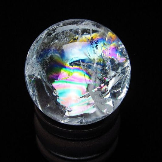 アイリスクォーツ 水晶玉 虹入り 26mm 水晶 丸玉 スフィア 置物 原石 一点物 141-8626