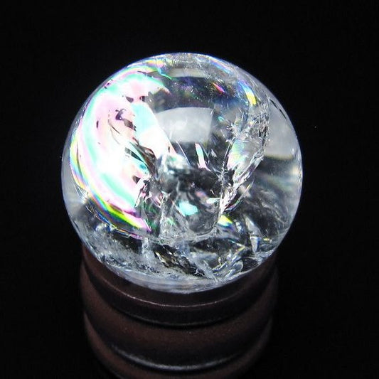 アイリスクォーツ 水晶玉 虹入り 25mm 水晶 丸玉 スフィア 置物 原石 一点物 141-8627