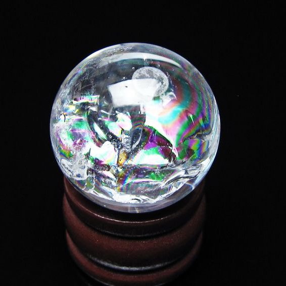 アイリスクォーツ 水晶玉 虹入り 25mm 水晶 丸玉 スフィア 置物 原石 一点物 141-8629
