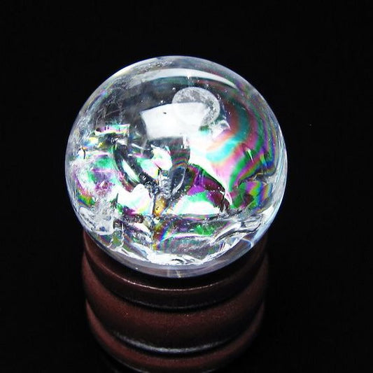 アイリスクォーツ 水晶玉 虹入り 25mm 水晶 丸玉 スフィア 置物 原石 一点物 141-8629