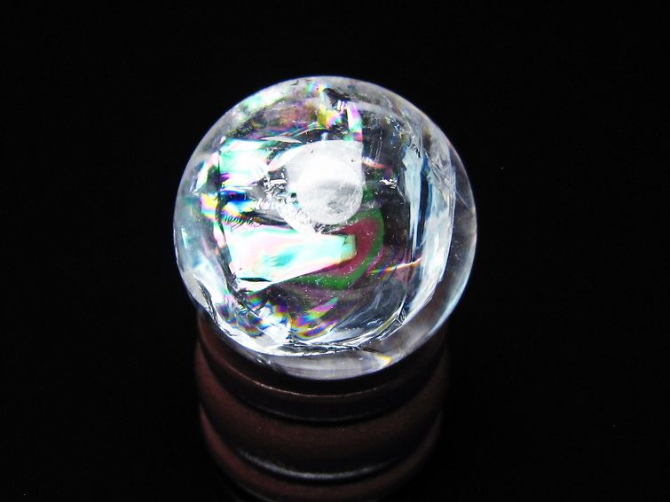 アイリスクォーツ 水晶玉 虹入り 25mm 水晶 丸玉 スフィア 置物 原石 一点物 141-8629