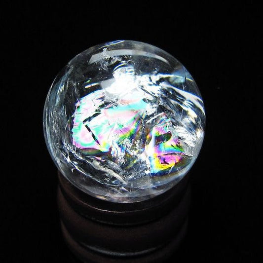 アイリスクォーツ 水晶玉 虹入り 25mm 水晶 丸玉 スフィア 置物 原石 一点物 141-8631