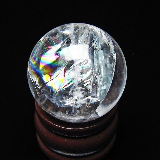 アイリスクォーツ 水晶玉 虹入り 25mm 水晶 丸玉 スフィア 置物 原石 一点物 141-8632