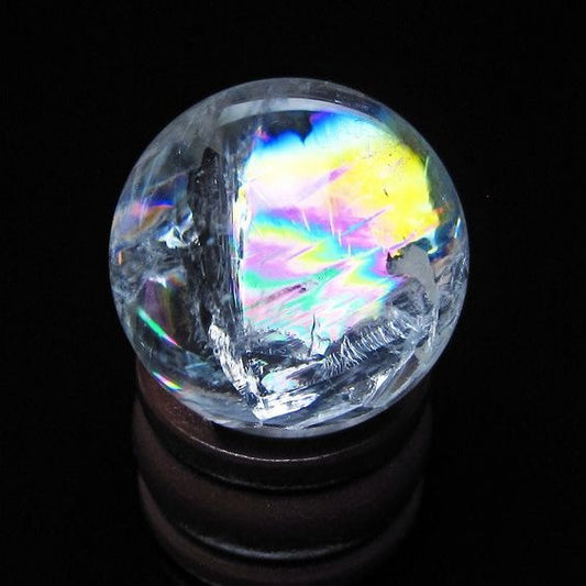 アイリスクォーツ 水晶玉 虹入り 25mm 水晶 丸玉 スフィア 置物 原石 一点物 141-8633