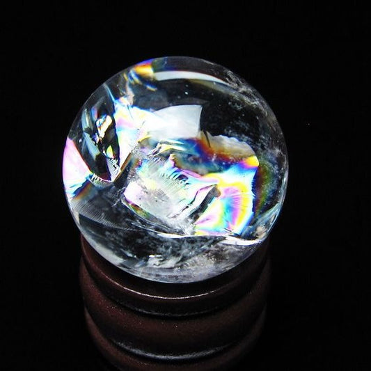 アイリスクォーツ 水晶玉 虹入り 25mm 水晶 丸玉 スフィア 置物 原石 一点物 141-8634