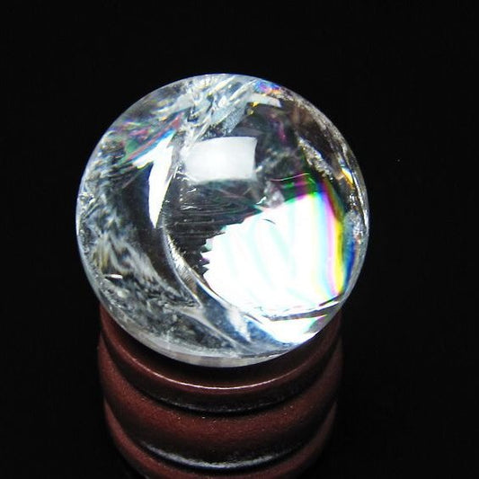 アイリスクォーツ 水晶玉 虹入り 25mm 水晶 丸玉 スフィア 置物 原石 一点物 141-8640