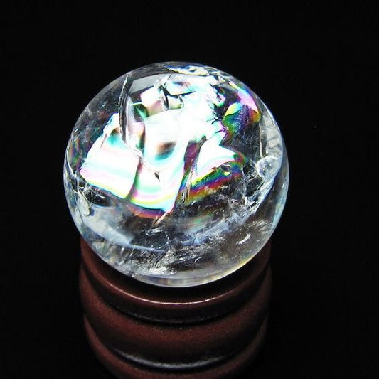 アイリスクォーツ 水晶玉 虹入り 25mm 水晶 丸玉 スフィア 置物 原石 一点物 141-8641