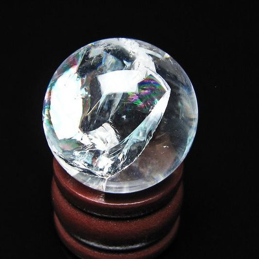アイリスクォーツ 水晶玉 虹入り 25mm 水晶 丸玉 スフィア 置物 原石 一点物 141-8642