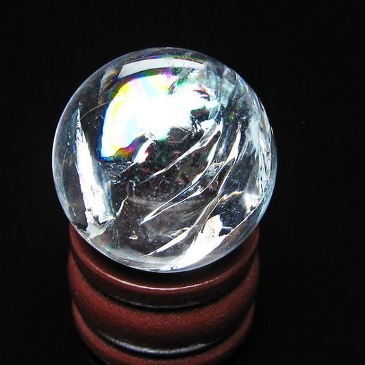 アイリスクォーツ 水晶玉 虹入り 25mm 水晶 丸玉 スフィア 置物 原石 一点物 141-8643