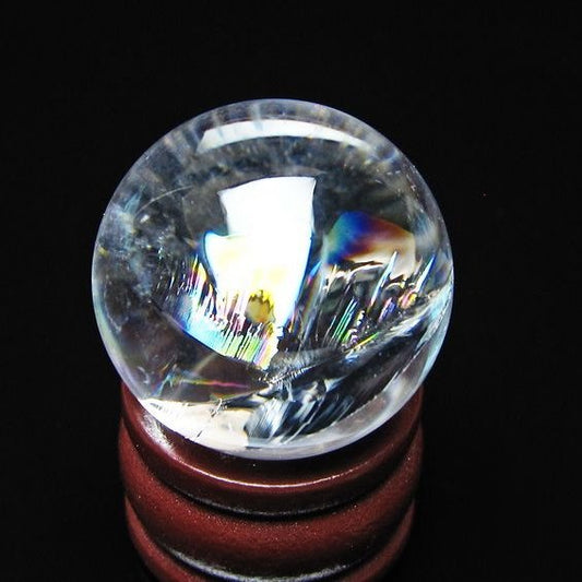 アイリスクォーツ 水晶玉 虹入り 25mm 水晶 丸玉 スフィア 置物 原石 一点物 141-8644