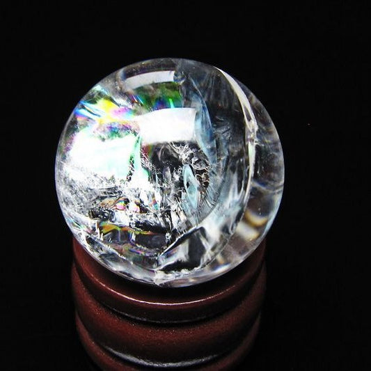 アイリスクォーツ 水晶玉 虹入り 25mm 水晶 丸玉 スフィア 置物 原石 一点物 141-8646