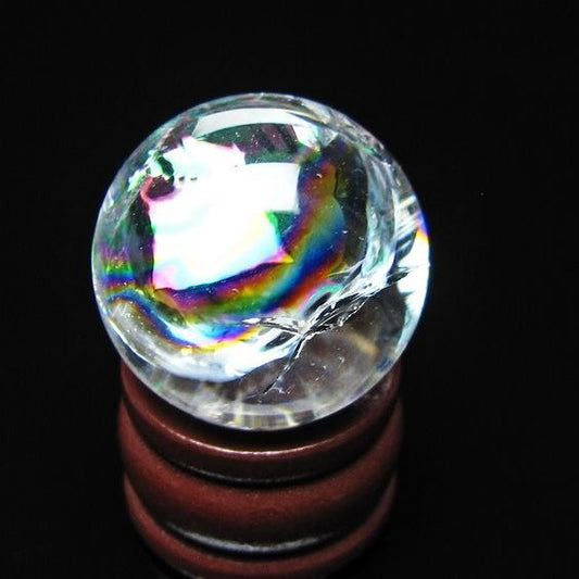 アイリスクォーツ 水晶玉 虹入り 25mm 水晶 丸玉 スフィア 置物 原石 一点物 141-8647