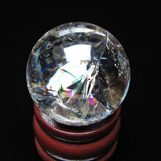 アイリスクォーツ 水晶玉 虹入り 25mm 水晶 丸玉 スフィア 置物 原石 一点物 141-8648