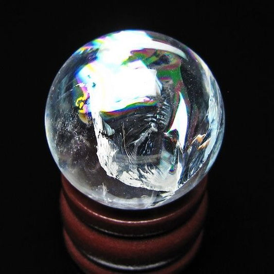 アイリスクォーツ 水晶玉 虹入り 25mm 水晶 丸玉 スフィア 置物 原石 一点物 141-8649