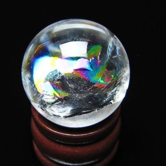 アイリスクォーツ 水晶玉 虹入り 25mm 水晶 丸玉 スフィア 置物 原石 一点物 141-8652