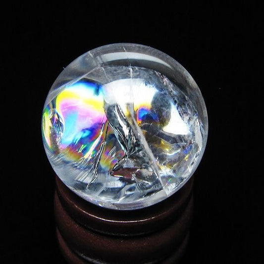 アイリスクォーツ 水晶玉 虹入り 25mm 水晶 丸玉 スフィア 置物 原石 一点物 141-8653