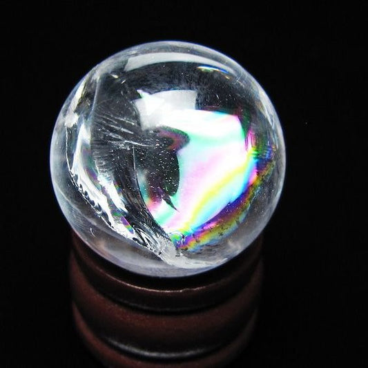 アイリスクォーツ 水晶玉 虹入り 25mm 水晶 丸玉 スフィア 置物 原石 一点物 141-8657