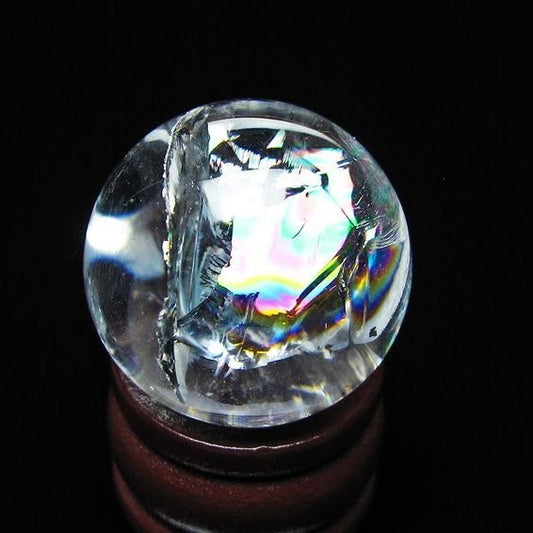 アイリスクォーツ 水晶玉 虹入り 25mm 水晶 丸玉 スフィア 置物 原石 一点物 141-8659