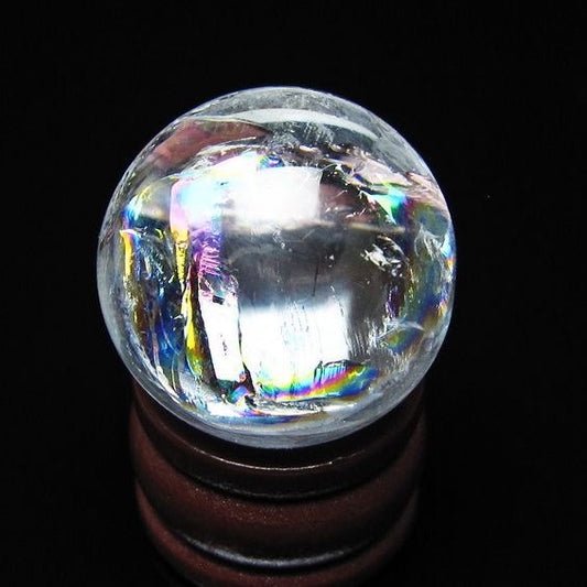 アイリスクォーツ 水晶玉 虹入り 26mm 水晶 丸玉 スフィア 置物 原石 一点物 141-8660