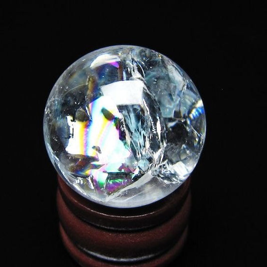 アイリスクォーツ 水晶玉 虹入り 25mm 水晶 丸玉 スフィア 置物 原石 一点物 141-8661