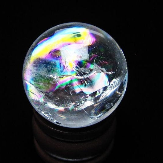 アイリスクォーツ 水晶玉 虹入り 26mm 水晶 丸玉 スフィア 置物 原石 一点物 141-8662