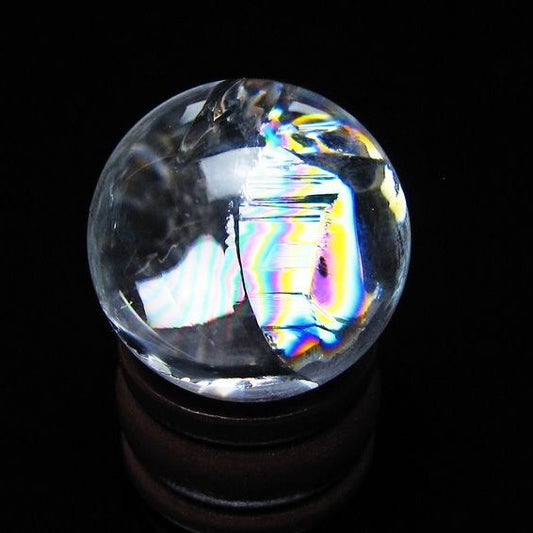 アイリスクォーツ 水晶玉 虹入り 26mm 水晶 丸玉 スフィア 置物 原石 一点物 141-8663