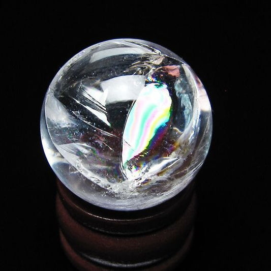 アイリスクォーツ 水晶玉 虹入り 26mm 水晶 丸玉 スフィア 置物 原石 一点物 141-8664