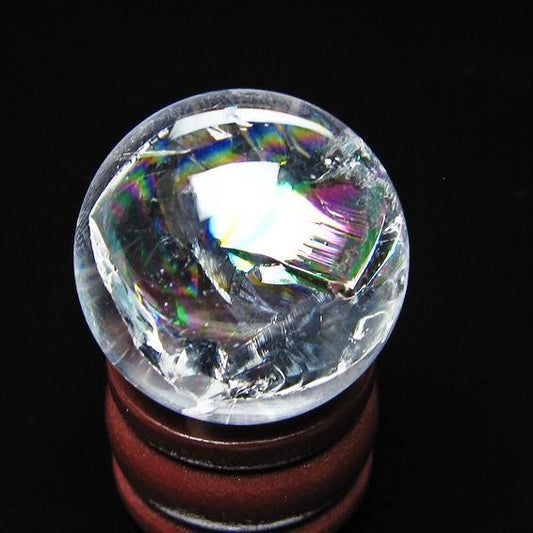 アイリスクォーツ 水晶玉 虹入り 26mm 水晶 丸玉 スフィア 置物 原石 一点物 141-8665