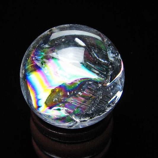 アイリスクォーツ 水晶玉 虹入り 26mm 水晶 丸玉 スフィア 置物 原石 一点物 141-8667