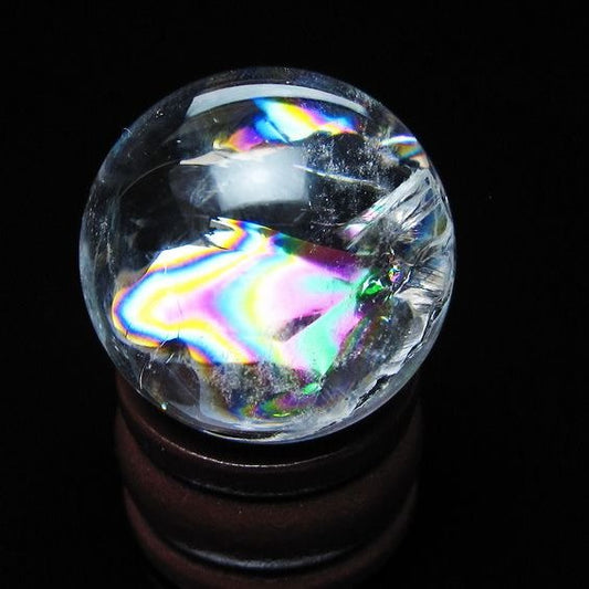 アイリスクォーツ 水晶玉 虹入り 26mm 水晶 丸玉 スフィア 置物 原石 一点物 141-8668