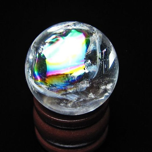 アイリスクォーツ 水晶玉 虹入り 26mm 水晶 丸玉 スフィア 置物 原石 一点物 141-8669