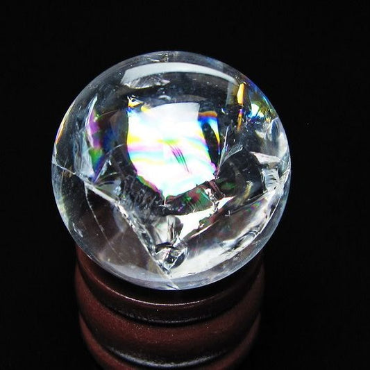 アイリスクォーツ 水晶玉 虹入り 26mm 水晶 丸玉 スフィア 置物 原石 一点物 141-8670