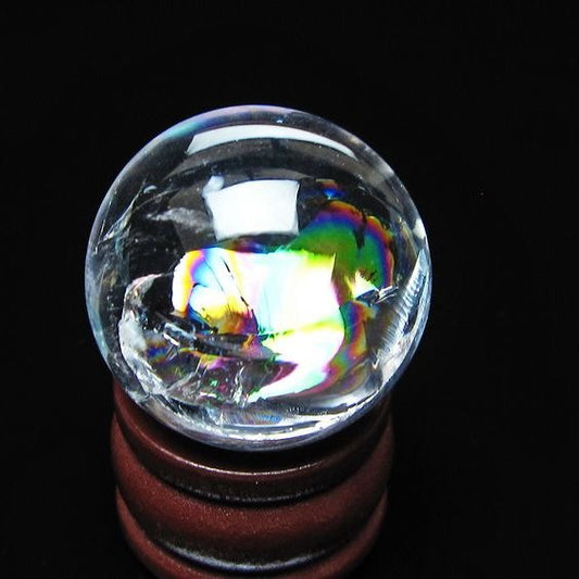 アイリスクォーツ 水晶玉 虹入り 26mm 水晶 丸玉 スフィア 置物 原石 一点物 141-8671