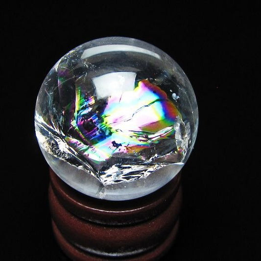 アイリスクォーツ 水晶玉 虹入り 26mm 水晶 丸玉 スフィア 置物 原石 一点物 141-8673