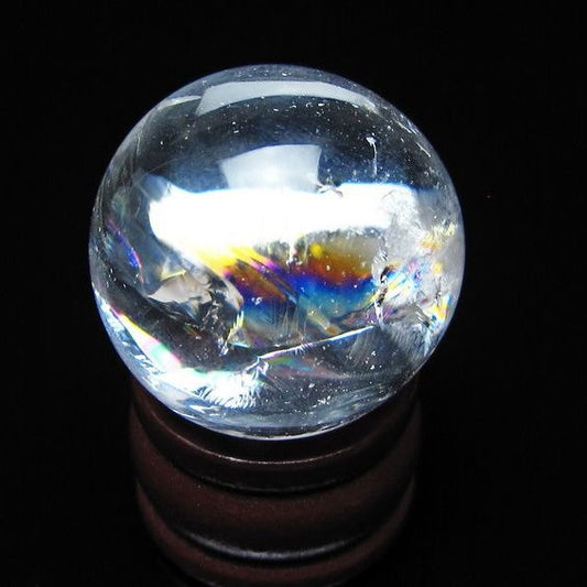 アイリスクォーツ 水晶玉 虹入り 27mm 水晶 丸玉 スフィア 置物 原石 一点物 141-8676