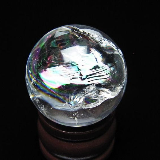 アイリスクォーツ 水晶玉 虹入り 27mm 水晶 丸玉 スフィア 置物 原石 一点物 141-8677