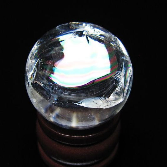 アイリスクォーツ 水晶玉 虹入り 27mm 水晶 丸玉 スフィア 置物 原石 一点物 141-8678