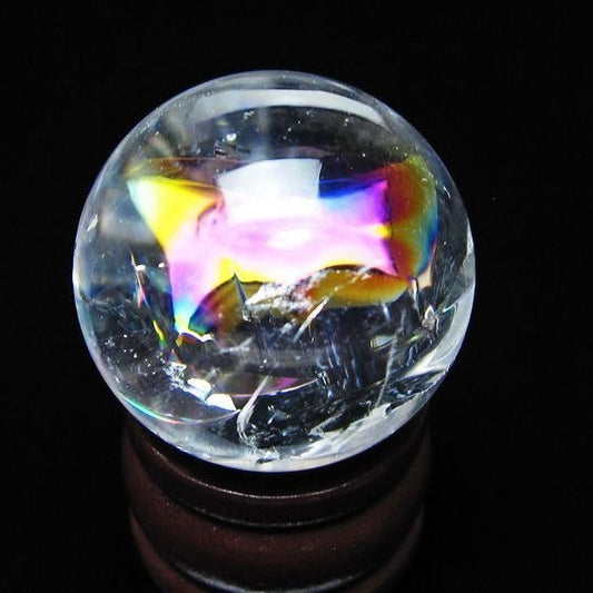 アイリスクォーツ 水晶玉 虹入り 27mm 水晶 丸玉 スフィア 置物 原石 一点物 141-8680
