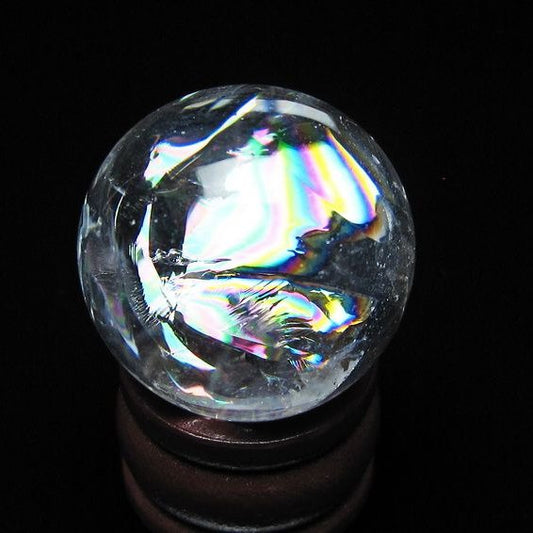 アイリスクォーツ 水晶玉 虹入り 27mm 水晶 丸玉 スフィア 置物 原石 一点物 141-8681