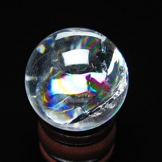 アイリスクォーツ 水晶玉 虹入り 27mm 水晶 丸玉 スフィア 置物 原石 一点物 141-8685