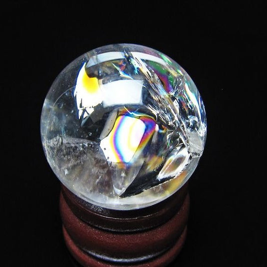 アイリスクォーツ 水晶玉 虹入り 27mm 水晶 丸玉 スフィア 置物 原石 一点物 141-8689