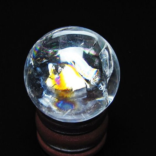 アイリスクォーツ 水晶玉 虹入り 28mm 水晶 丸玉 スフィア 置物 原石 一点物 141-8691