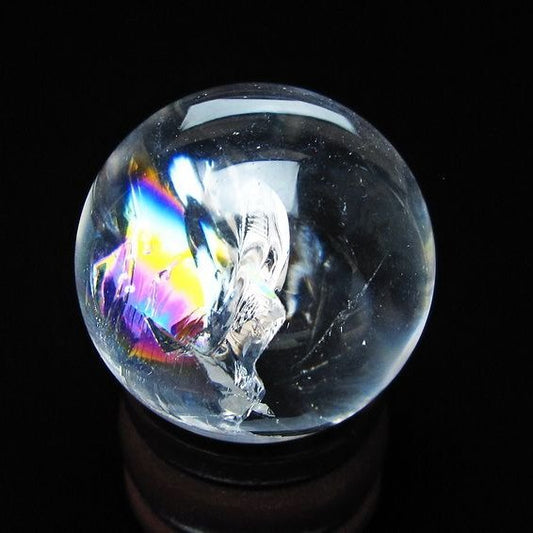 アイリスクォーツ 水晶玉 虹入り 28mm 水晶 丸玉 スフィア 置物 原石 一点物 141-8692