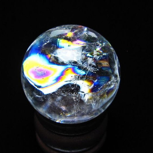 アイリスクォーツ 水晶玉 虹入り 28mm 水晶 丸玉 スフィア 置物 原石 一点物 141-8693