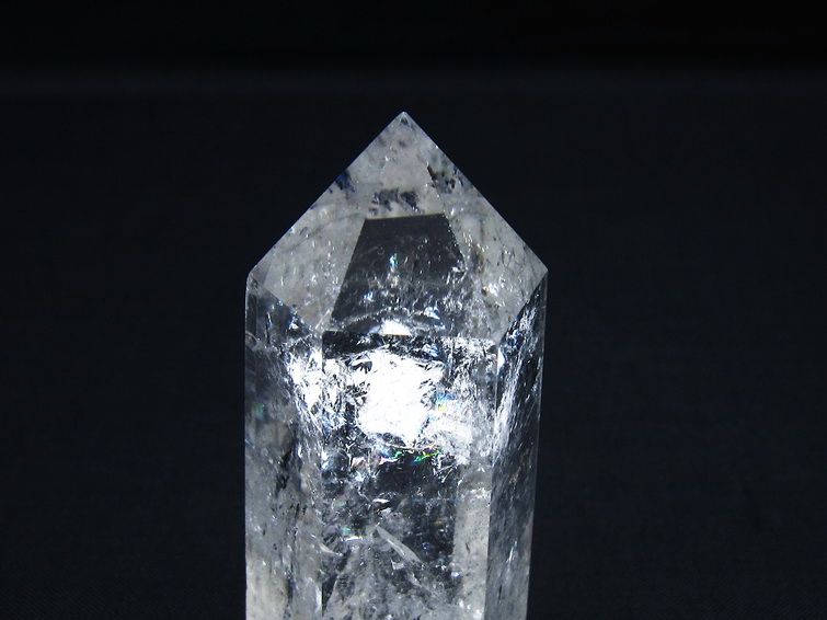 水晶 水晶 六角柱 ポイント 虹入り 置物 一点物 142-10093